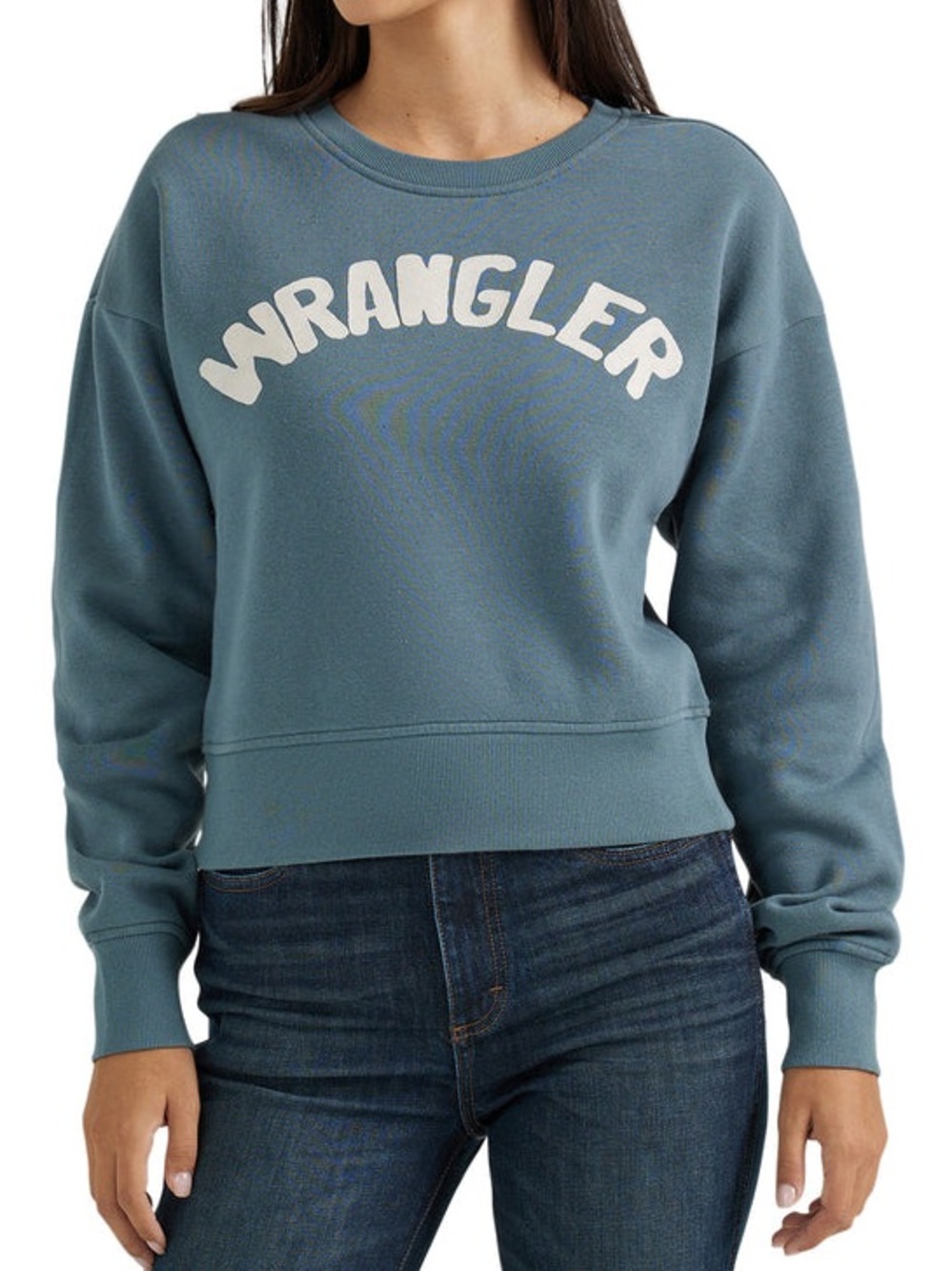Wrangler Retro Shabby Logo Blue Cropped Sweatshirt Women’s XL NEW